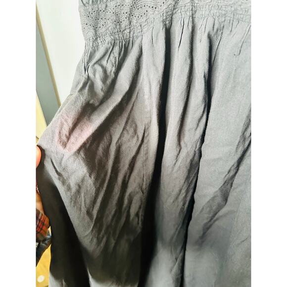 THE GREAT Black 100% Cotton Cachet Midi Lace Detail Button Midi Dress Size 2 - Picture 10 of 16